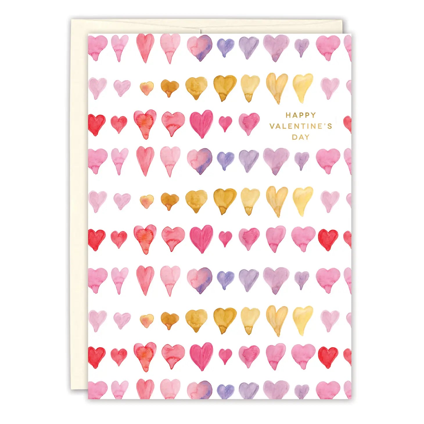 Watercolor Hearts Valentine's Day Card