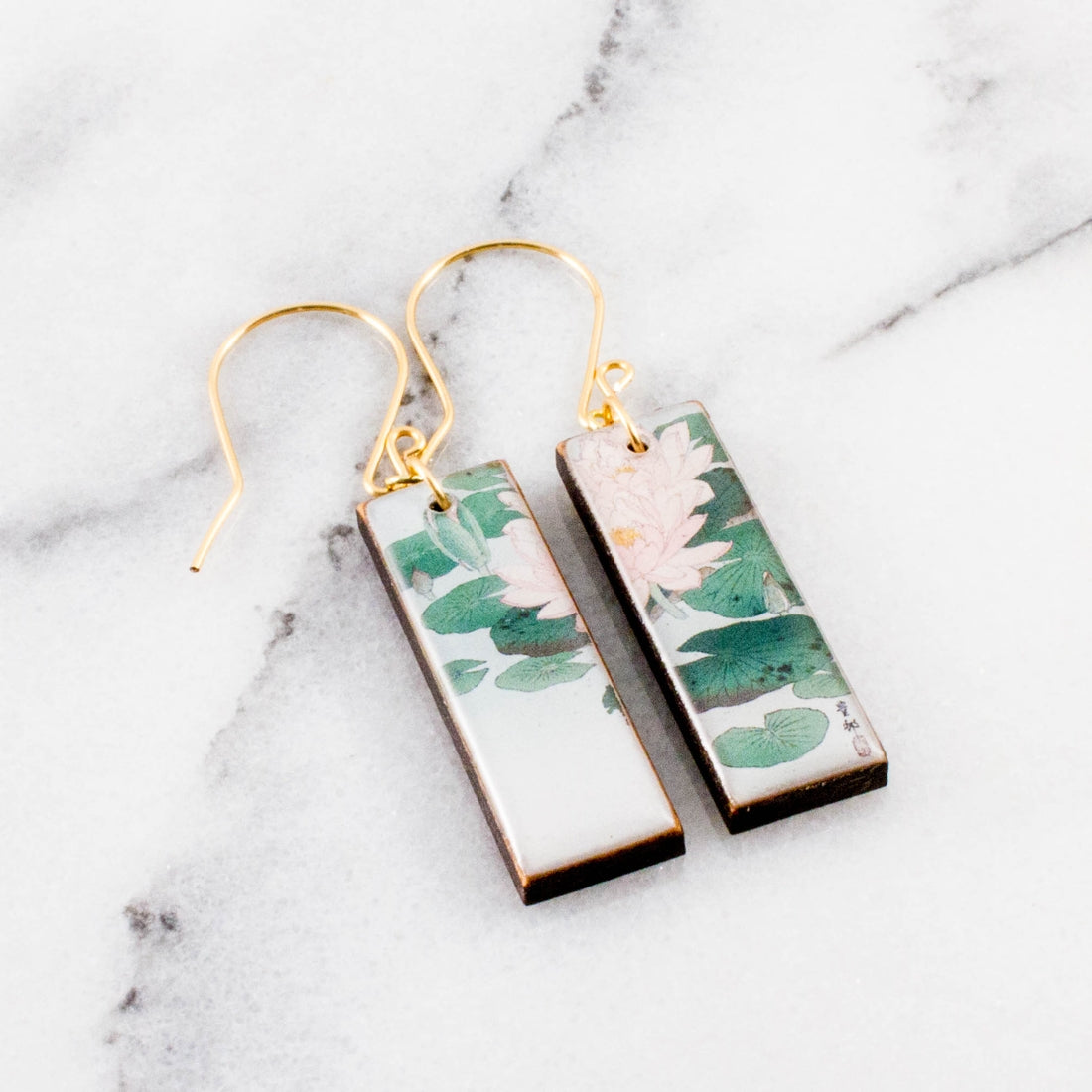 Waterlilies Rectangle Earrings