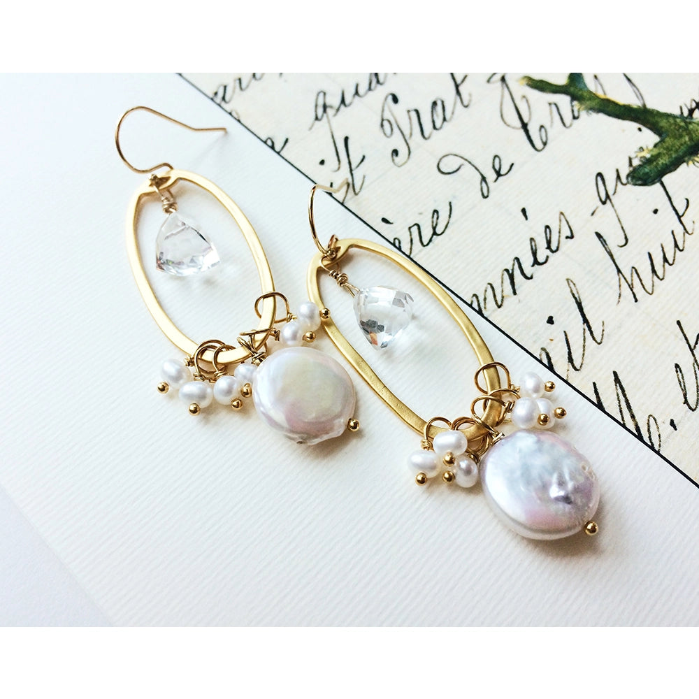 Wedding Coin Pearl Earrings