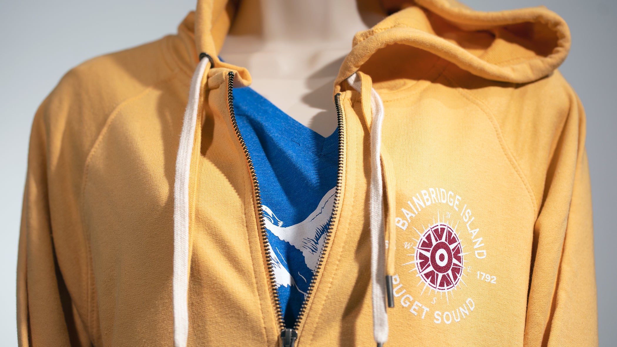 Bainbridge Island Crusader Compass Puget Sound Hoodie | Royal Yellow