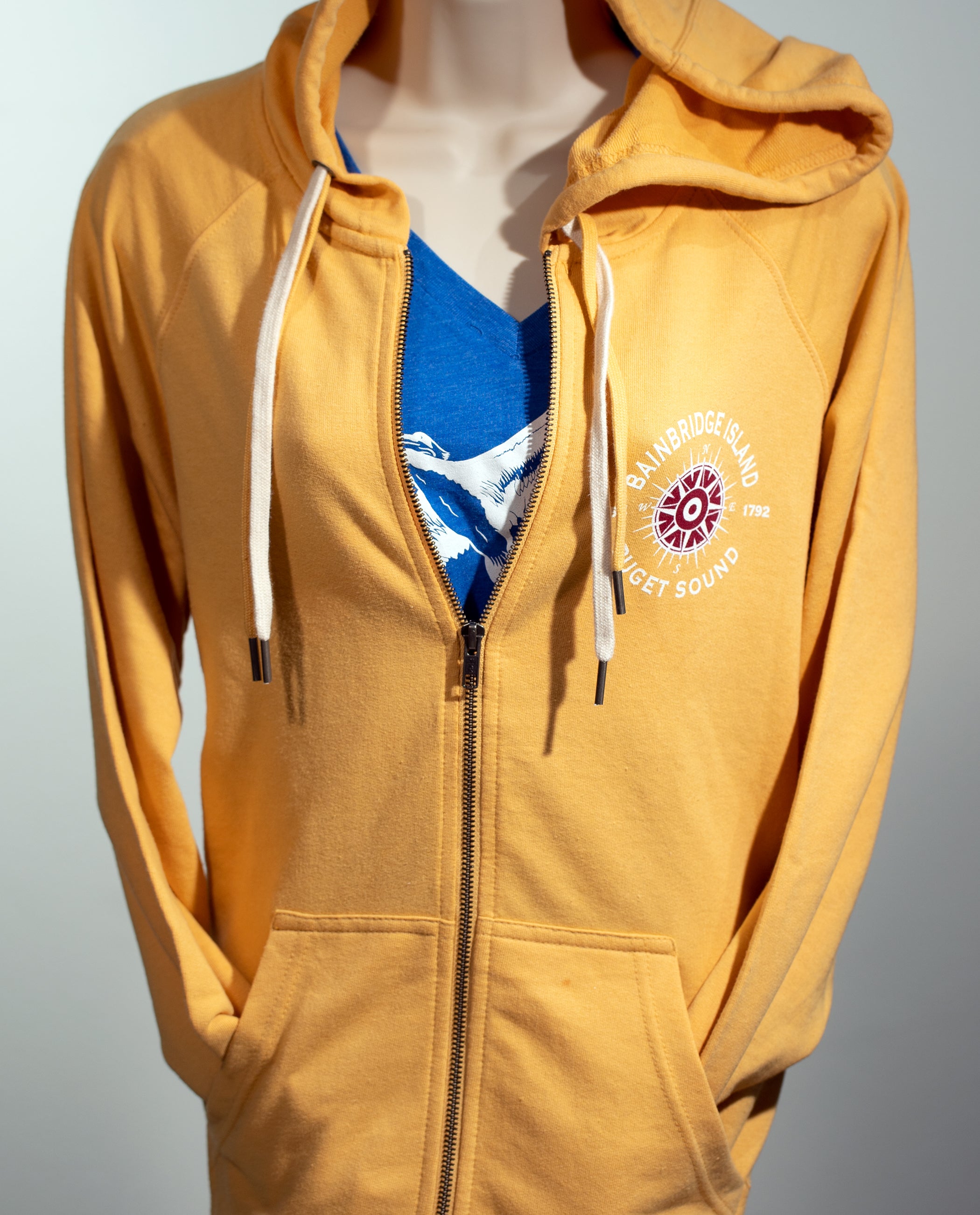 Bainbridge Island Crusader Compass Puget Sound Hoodie | Royal Yellow