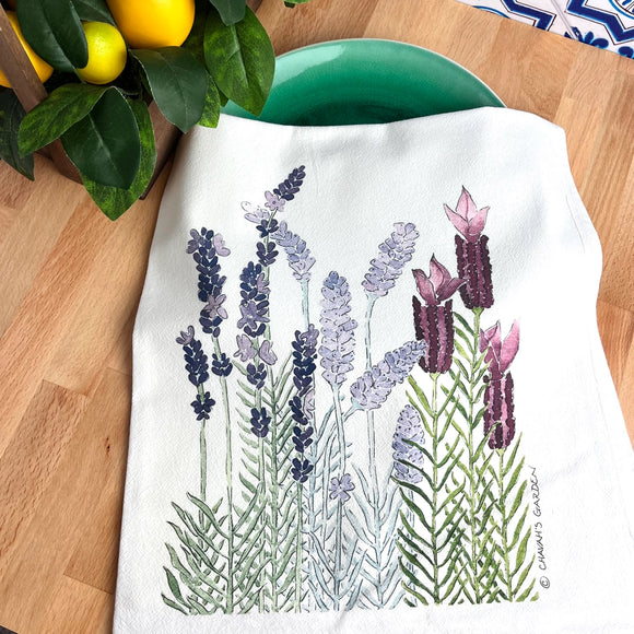 Dish Towels for Kitchen Lavender Embroidery Super Absorbent and