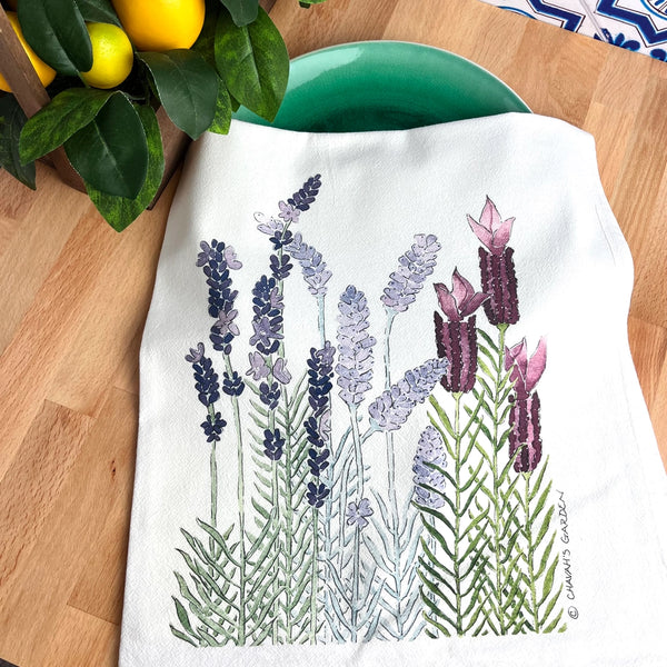 Fresh Lavender Farmhouse Style - premium flour sack tea towel farmer's  market inspired