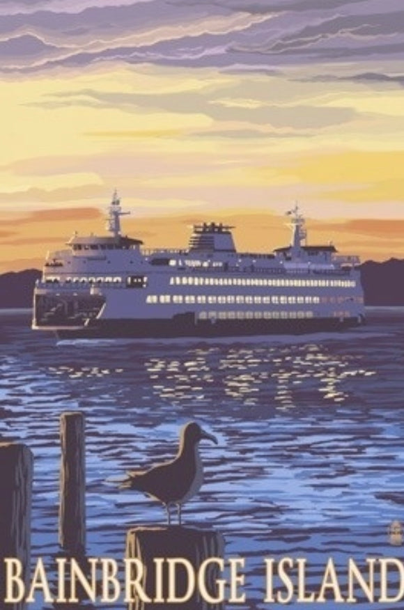 Bainbridge Island, Washington - Ferry Sunset & Seagull