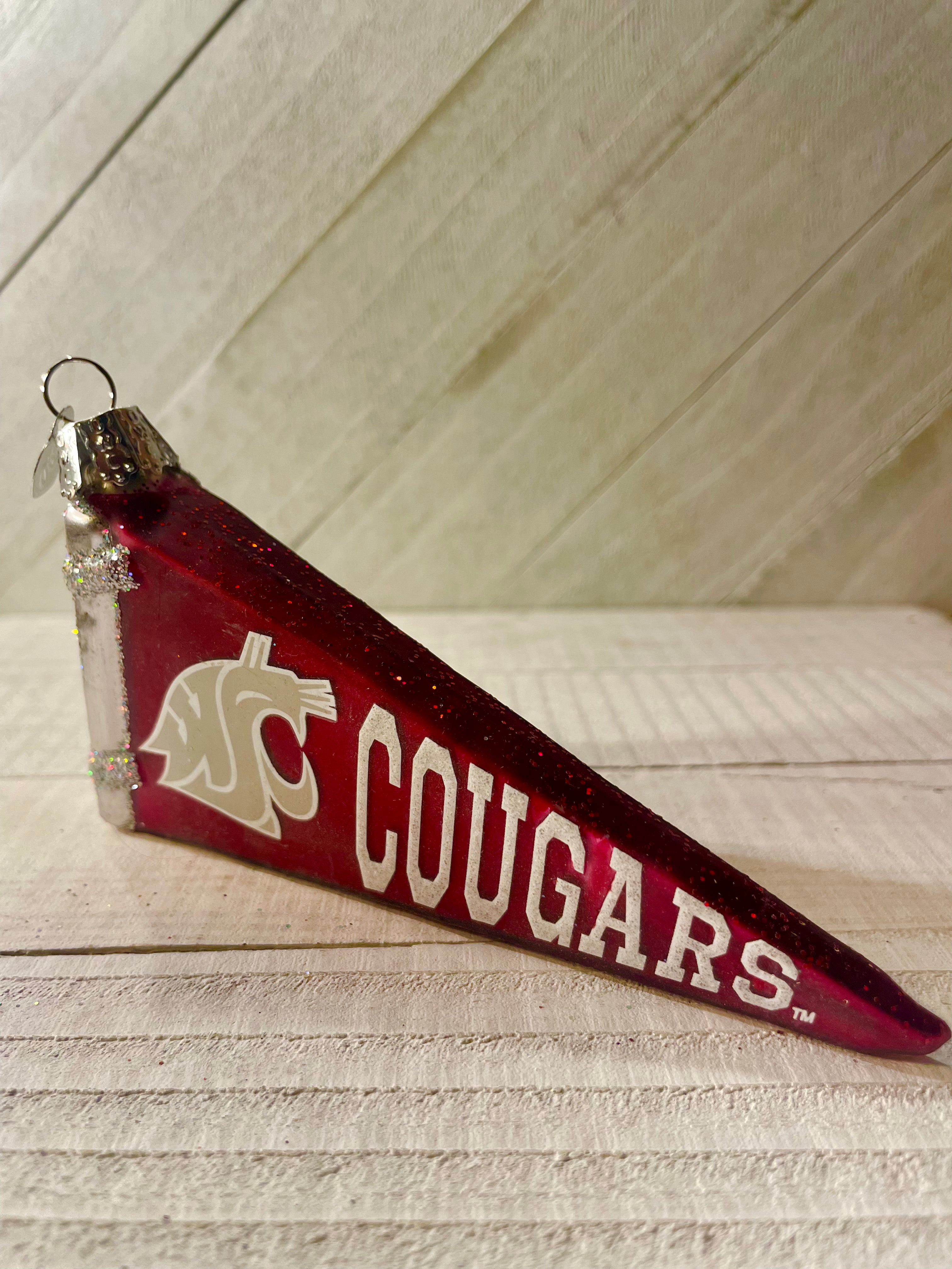 WSU Pennant Glass Ornament