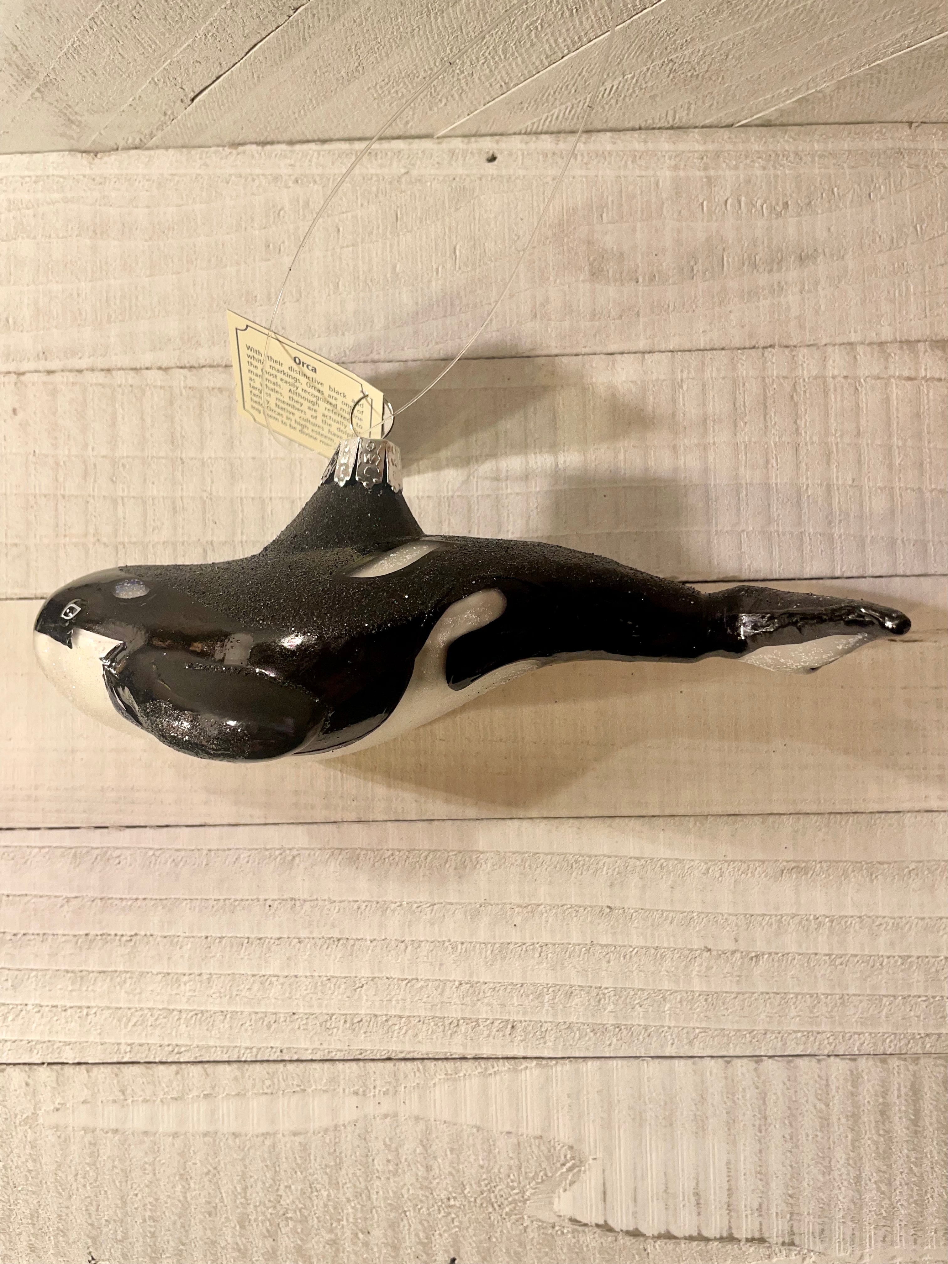 Orca Whale Glass Blown Ornament