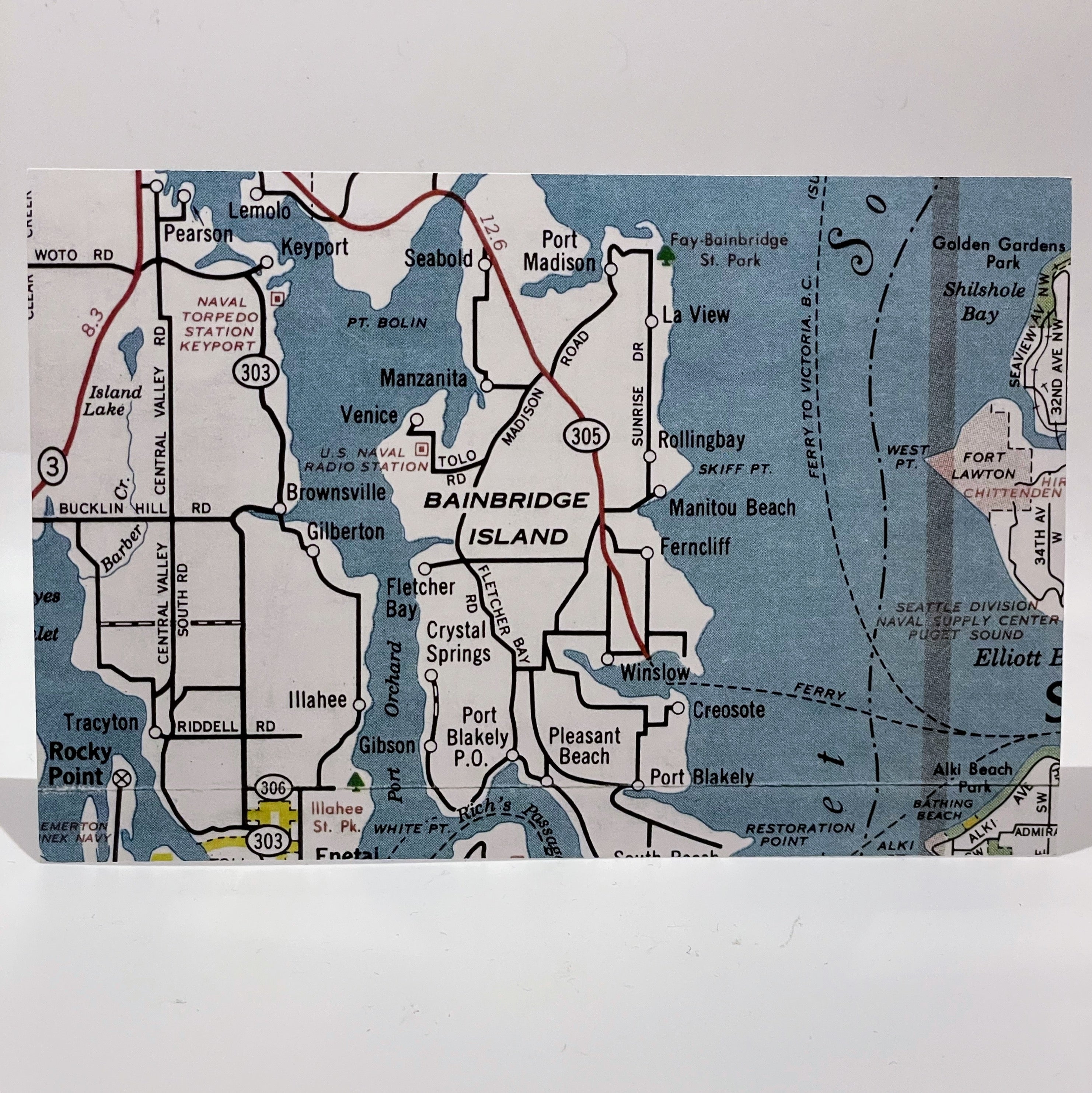 Bainbridge Island Map Postcard