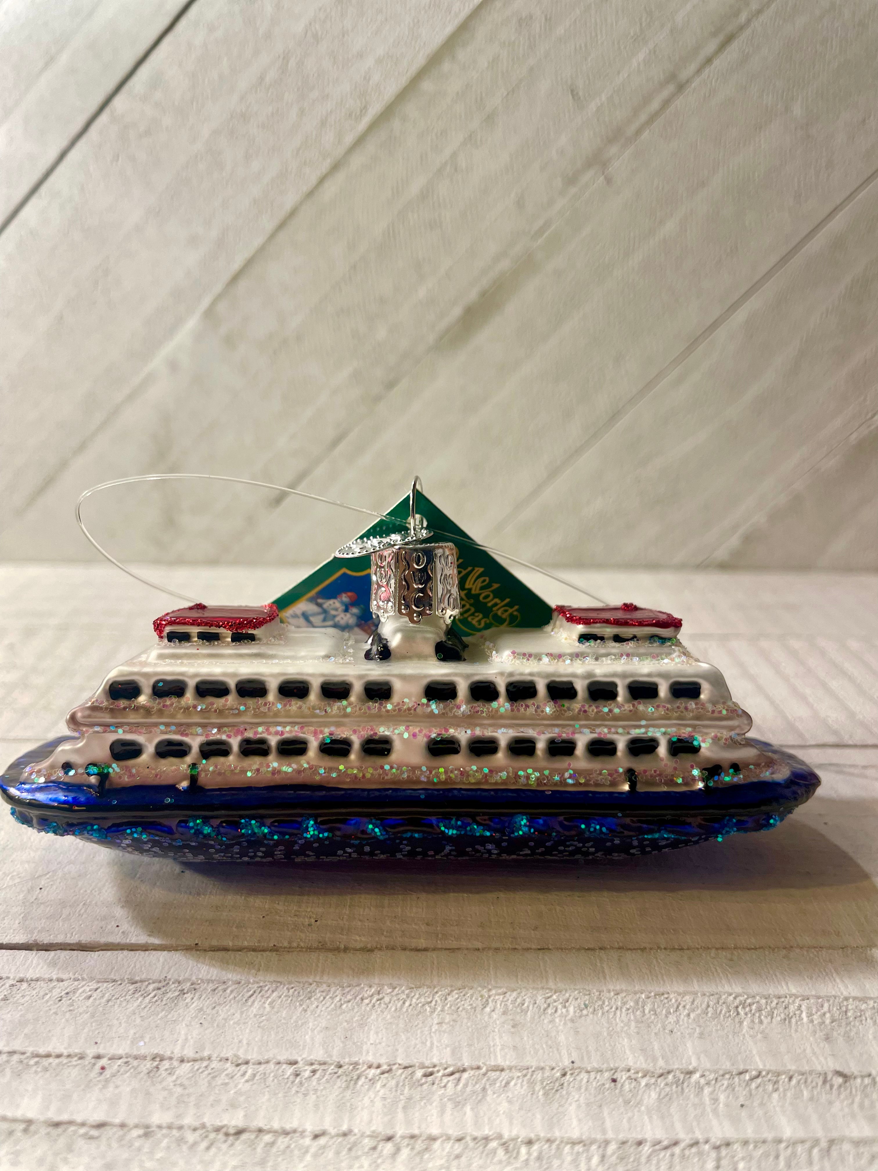 Ferry Boat Glass Blown Ornament