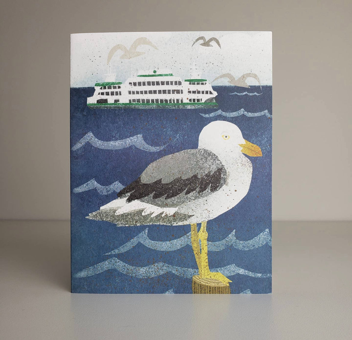 Seagull and Ferry Blank Greeting Card