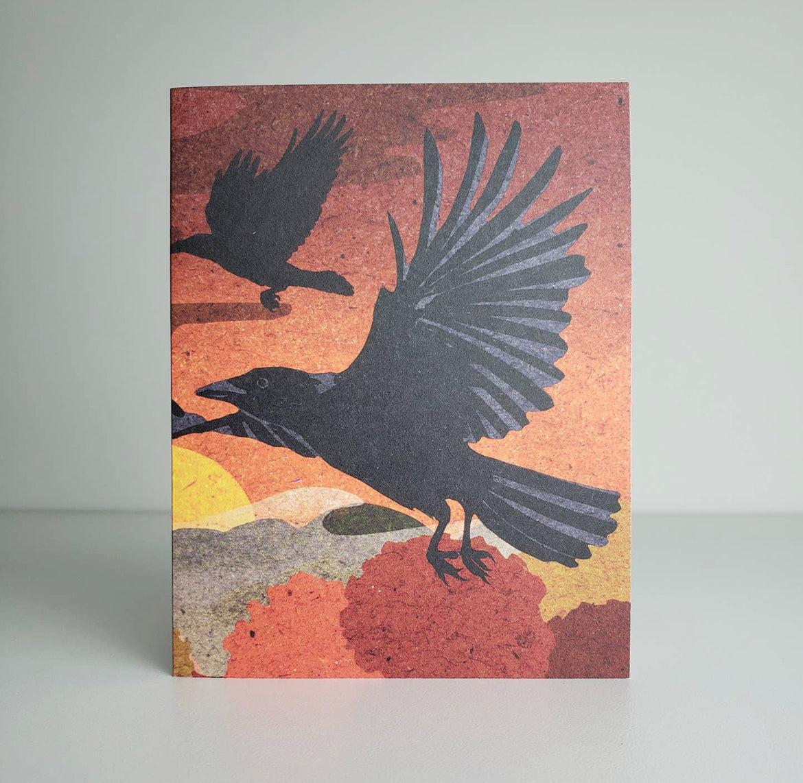 Sunset Raven Blank Greeting Card