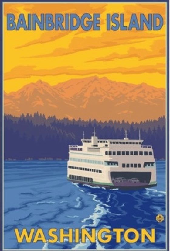 Bainbridge Island, Washington - Ferry and Mountains