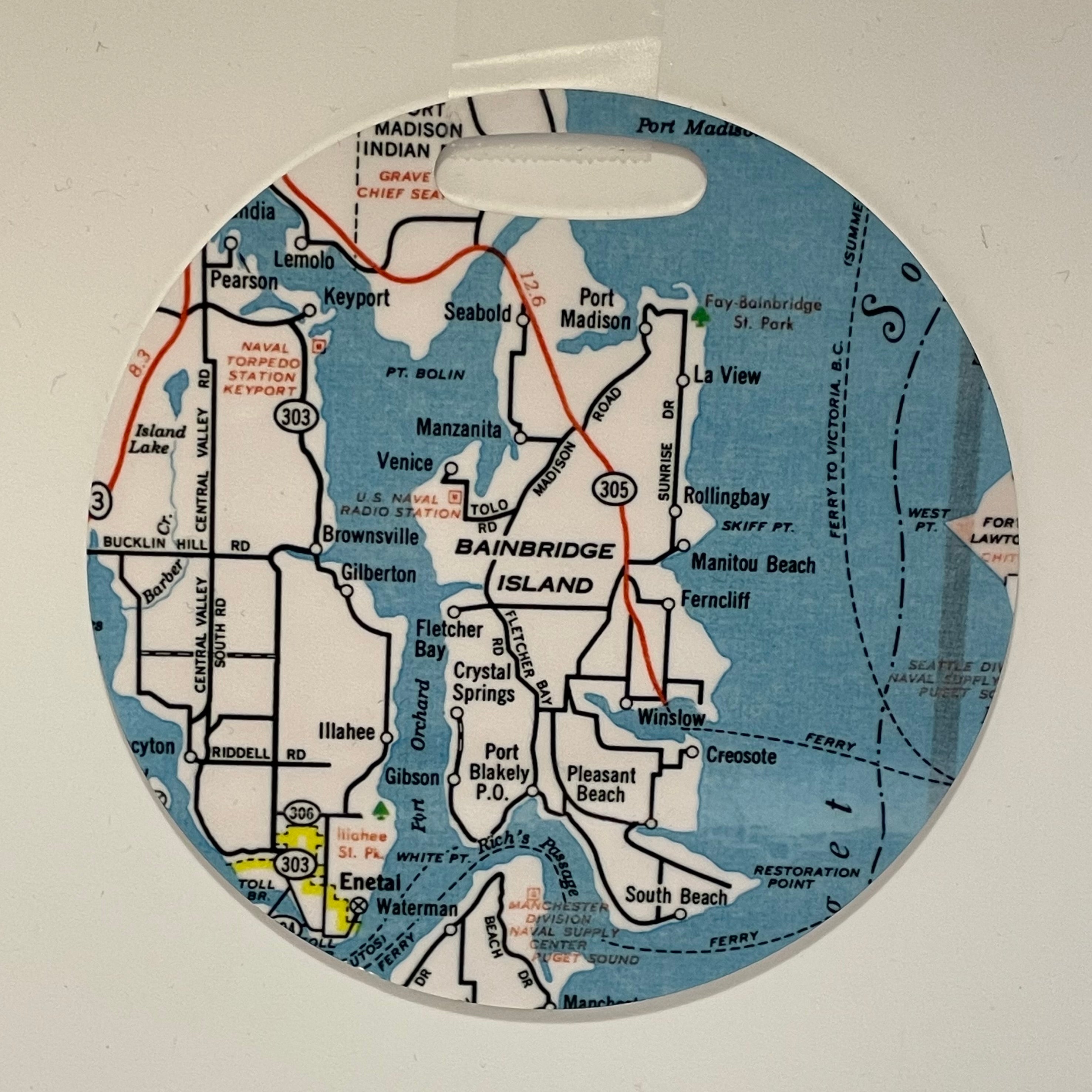 Bainbridge Island Map Luggage Tags