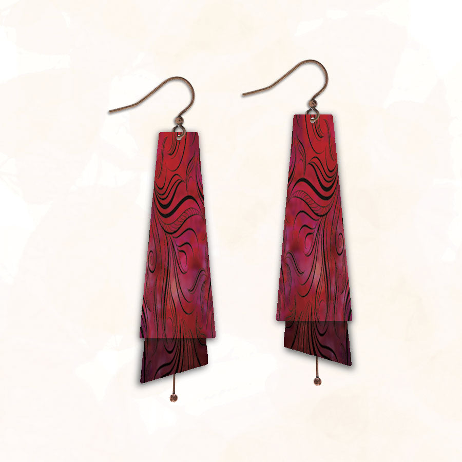 R0TE - Illustrated Light - Abstract Earring (TRIANGLE WITH DANGLE-RED)