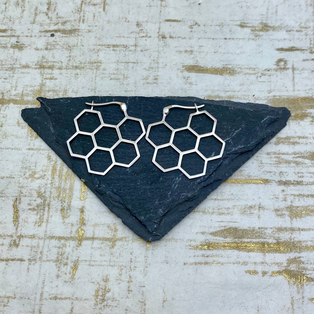 Sterling Silver Honeycomb Hoop Earring